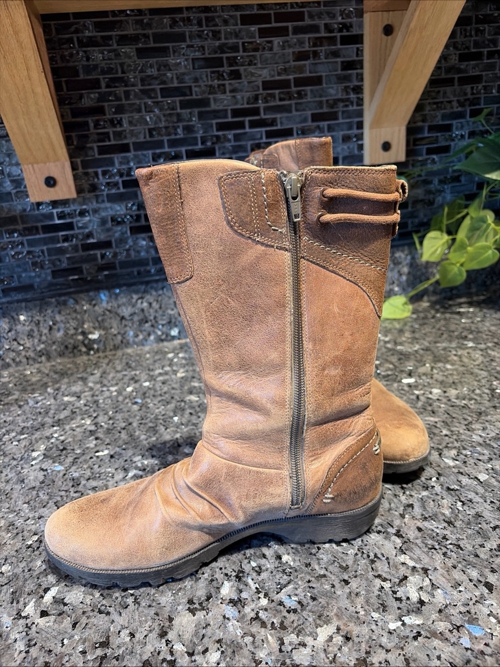 Merrell Vera Mid Barnwood Brown Leather Mid Calf  Boots Women’s Size 8 Zip - Picture 7 of 11